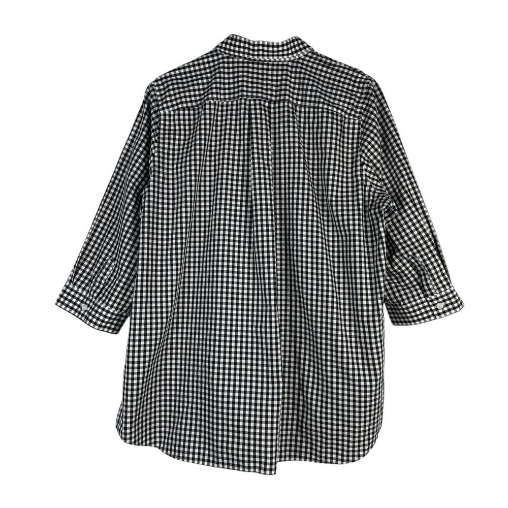 Land's End No Iron Supima Cotton Button Down Shirt‎ Siza 16W Check Black White - Picture 6 of 9